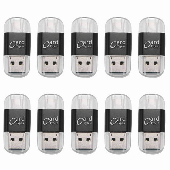 10X Card Reader Aluminum USB Type C OTG Micro-SD/TF External Memory Card Reader Adapter for Mobile Phone Computer(Black),10 X Card Reader,Black