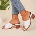 thumbnail image 6 of BLTIBY Sandals for Women Summer Casual Thick Heel High Heel Fashion Comfortable High Block Chunky Heels Fashion Open Toe Slippers White 6, 6 of 7