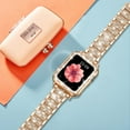 thumbnail image 5 of Antank Apple Watch Band with Case for Series 7 41mm Women Double Bling Crystal Diamonds Rhinestone Bumper Wrist Strap, 5 of 9