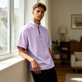 thumbnail image 5 of Golf Shirts for Men Quarter Zipper Relaxed Fit Drop Shoulder Summer Tee Classic Breathable Comfy Solid Workout Casual Tops, 5 of 7