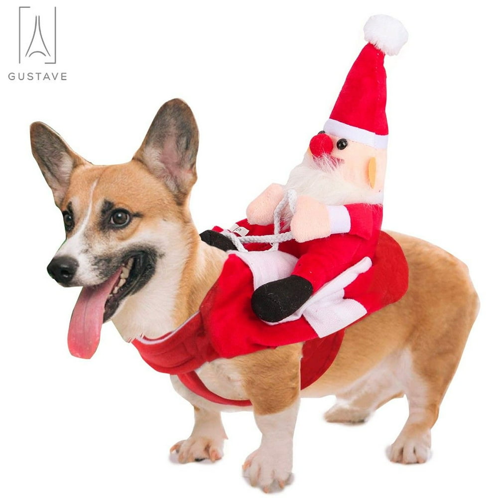 GustaveDesign Christmas Dog Costume, Funny Pet Santa Claus Rider Horse