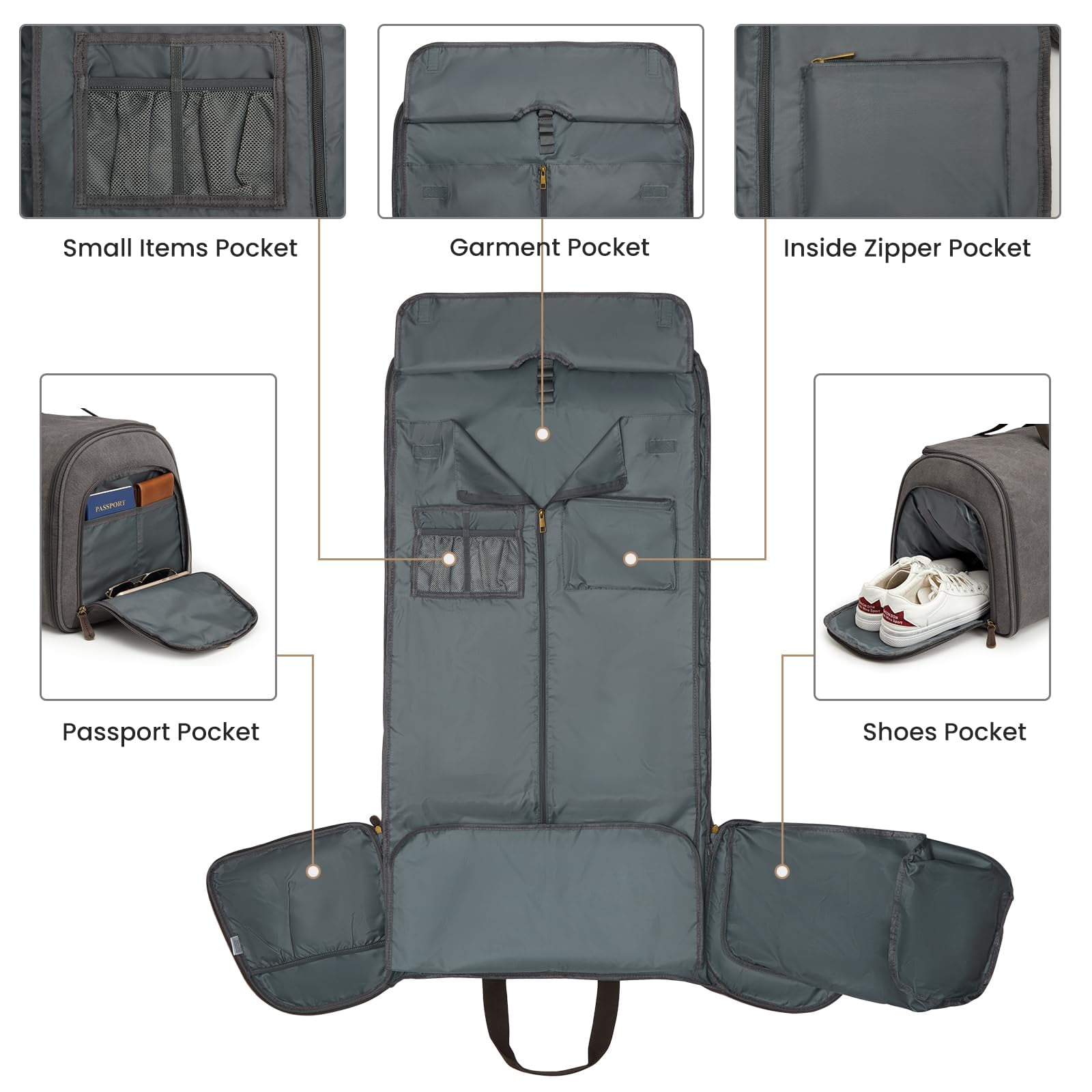 S-ZONE Carry On Garment Bag for Travel, 2 in 1 Convertible Garment Duffle Bag with Toiletry Bag, Hanging Suitcase for Men and Women, 50L