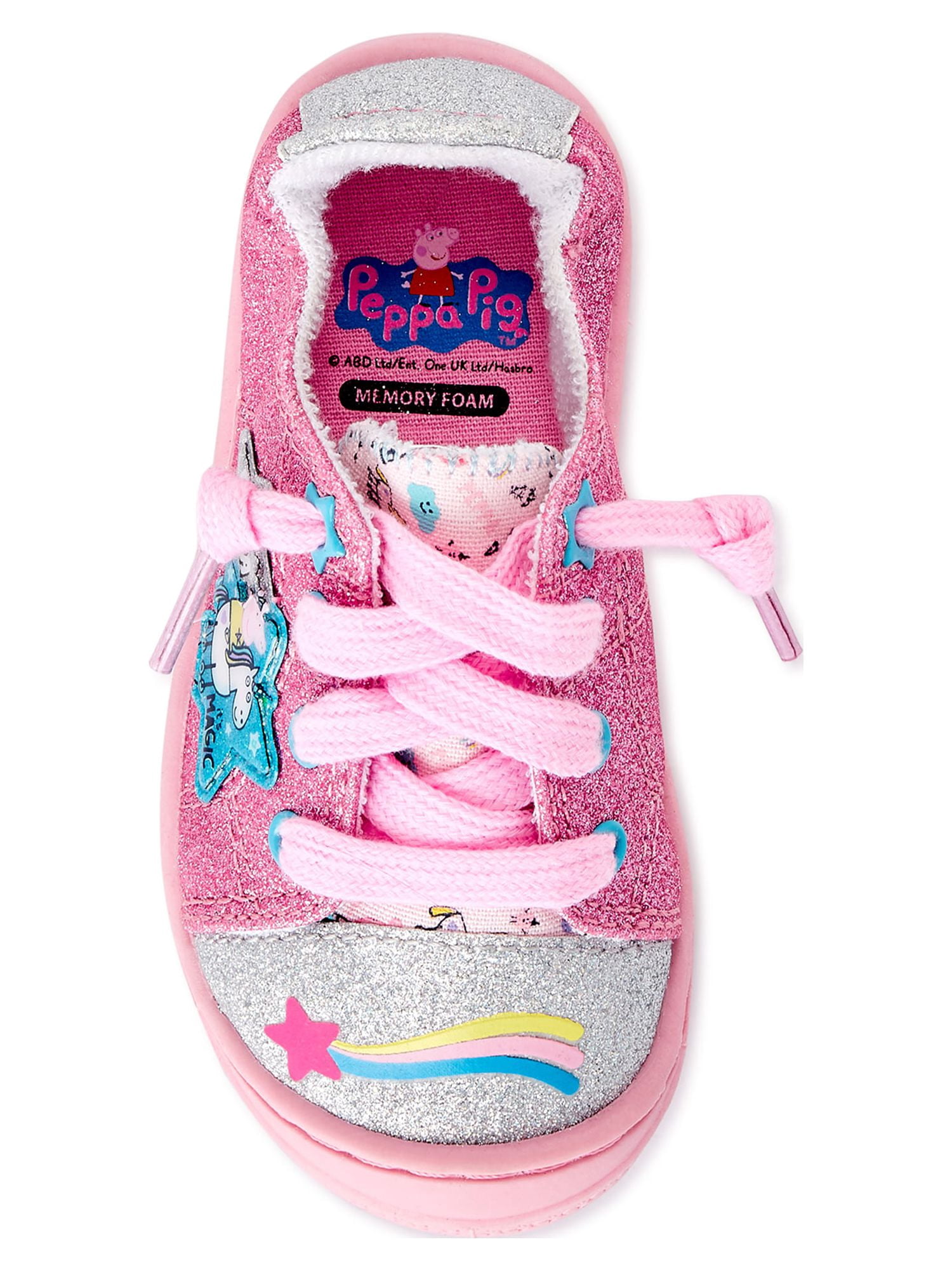 Peppa Pig Toddler Girl Glitter Casual Bump Toe Sneaker, Sizes 7-12