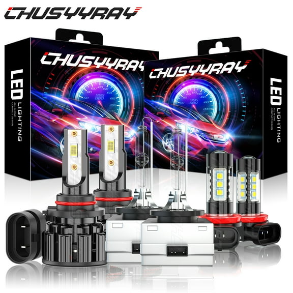 D3S 9005/HB3 H11 HID LED Headlights High/Low Fog Light Bulbs Kit For 2016-2017 Chrysler 200