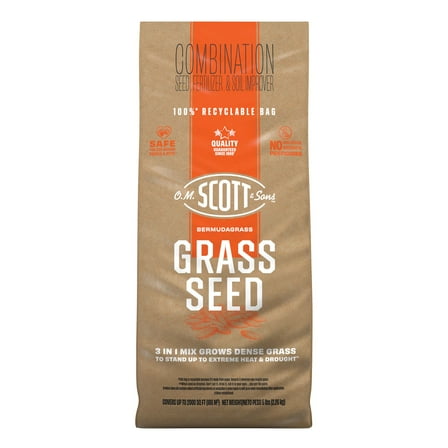 O.M. Scott and Sons Bermudagrass Grass Seed, Contains Fertilizer, 5 lbs.