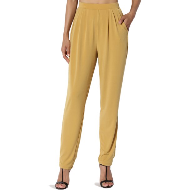 TheMogan TheMogan Women's S3X Draped Cool Pleated Elastic Waist High