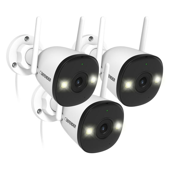 Defender AI POWERED 4K Guard Pro Wi-Fi 6 Plug-in Power Security Camera - 3 Pack