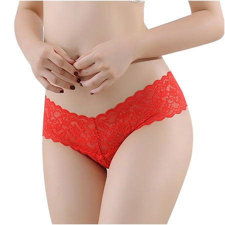 

FRSASU Underwear Clearance Women s Lingerie Seamless Briefs Lace Panties Thong Underwear Red 10(XL)