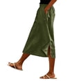 thumbnail image 2 of Skirts for Women Midi Length Casual Side Button Skirt High Waisted Long Flowy Skirt Summer Beach Skirts 2XL, 2 of 7