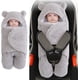 thumbnail image 2 of Manta con capucha para recién nacido, saco de dormir de forro polar cálido con patas tejidas para cochecito de 3 a 6 meses, color gris ER, 2 of 5