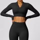 thumbnail image 5 of Chaqueta deportiva de manga larga para Yoga para mujer, camisa de Yoga y Fitness con cremallera, Top corto de gimnasia cálido, abrigos para correr, ropa de entrenamiento para mujer, 5 of 5