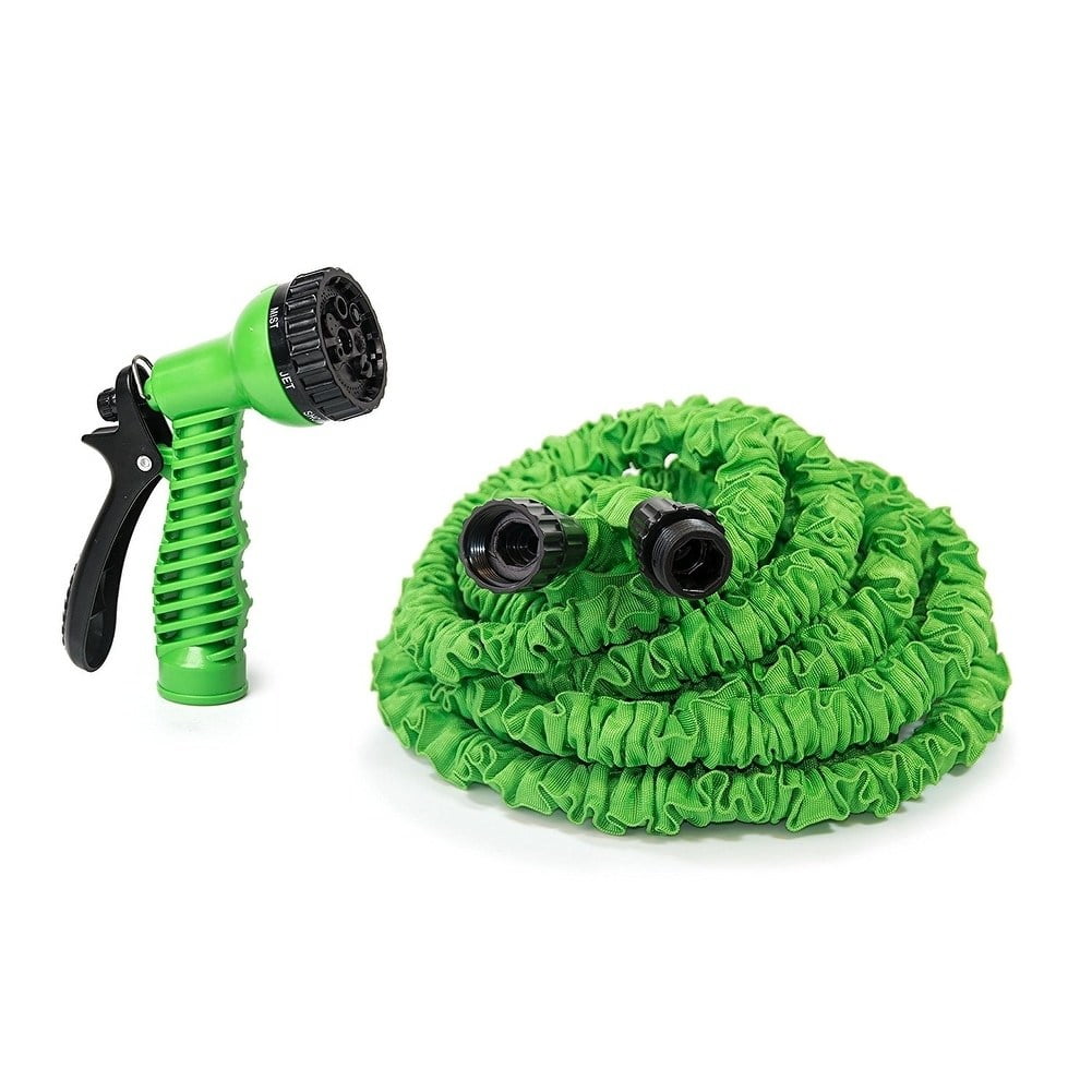 ALEKO Expandable Garden Hose Watering Auto Wash Cleaning 6 way Spray 50 Ft Green by ALEKO