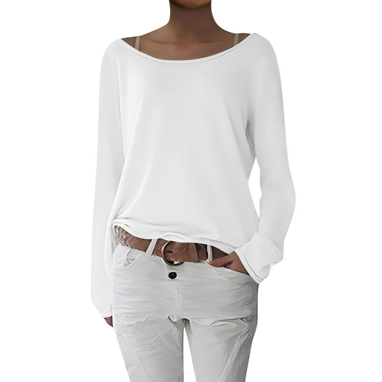Huresd Long Sleeve Tops for Women 2024 Spring Trendy Cute