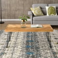thumbnail image 1 of Topcobe End Table, Coffee Table with Chevron Pattern and Metal Hairpin Legs, Tea Table for Living Room, Wood Color, 1 of 7