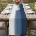 thumbnail image 4 of Gradient Blue Table Runner, Abstract Dark Blue White Gradient Water Ripples Cotton Linen Kitchen Table Decoration Washable Dining Tabletop Runners for Home Party Decor 18x72 Inches, 4 of 9