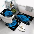 thumbnail image 4 of 4 PCS Blue Rose Shower Curtain Sets,Black Sky Bathroom Set with Shower Curtain and Rugs and Accessories,Lunar Ocean Raindrop Shower Curtain Bathroom Decor with 12 Hooks,72 X 72 Inches, 4 of 15