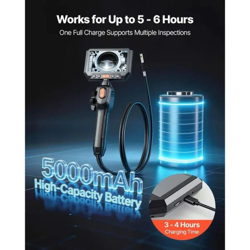2-Way Dual-Lens Articulating Endoscope with Light, 1080P HD Industrial Borescope Inspection Camera with Articulated Probe, Rigid Snake Scope Cam for Wall Automotive Engine Inspect-4.9FT