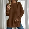 thumbnail image 2 of Duoif Fall Sweatshirts for Women, Women's Side Slit Sweatshirt - Round Neck with Pocket Womens Sweatshirt Coffee XL, 2 of 6