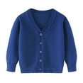 thumbnail image 5 of Gvdentm Boys Cardigan Sweater Uniform Boys and Girls' Uniform Cotton Crew-Neck Sweaters Long Sleeve Pullover Knit Sweater(Blue,5-6 Years), 5 of 5
