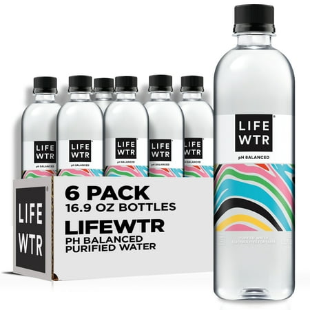 LIFEWTR Purified Drinking Water, 16.9 fl oz, 6 Pack Bottles