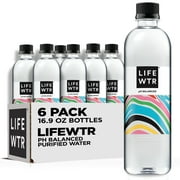LIFEWTR Purified Drinking Water, 16.9 fl oz, 6 Pack Plastic Bottles