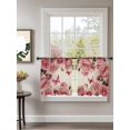 thumbnail image 2 of Sheer Curtains 54 Inch Length 2 Panels Set for Kitchen, Pink Roses Semi Sheer Curtains for Windows, Spring Floral Elegant Pastoral Butterfly Retro Voile Window Treatments Rod Pocket Curtain, 2 of 7