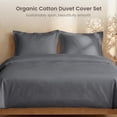 thumbnail image 2 of Bioweaves 100% Organic Cotton Twin / Twin XL Duvet Cover Set, 2-Piece, 300 Thread Count Sateen Weave GOTS Certified Comforter Cover with Buttoned Closure and 1 Pillow Sham – Gray, 66x90 inches, 2 of 9