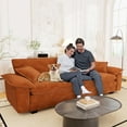 thumbnail image 4 of Muumblus 80.5" Corduroy Loveseat Sofa, Oversized Upholstered 2-Seater Fluffy Cloud Sleeper Couch for Living Room/Apt, Orange, 4 of 9