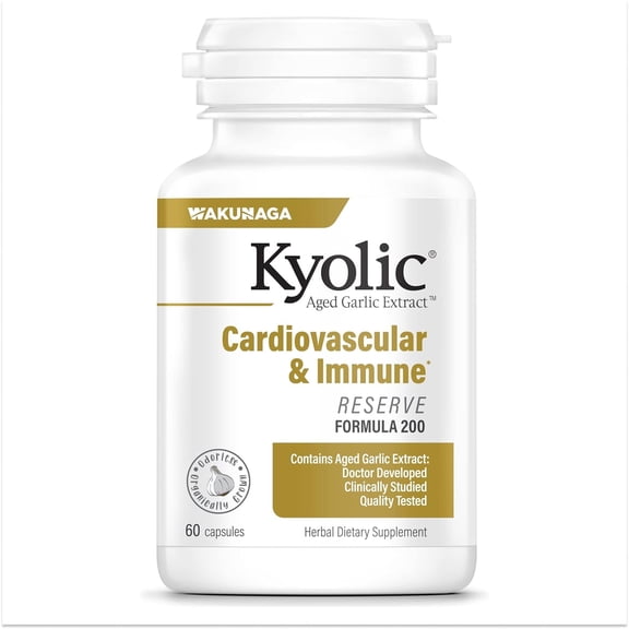 Kyolic Aged Garlic Extract Formula 200, Cardiovascular Immune, Reserve, 60 Capsules