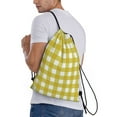 thumbnail image 4 of Yiaed Yellow Checkboard Print Drawstring Bags Drawstring Backpack Bulk String Back Pack Gym Sport Bag-Small, 4 of 5