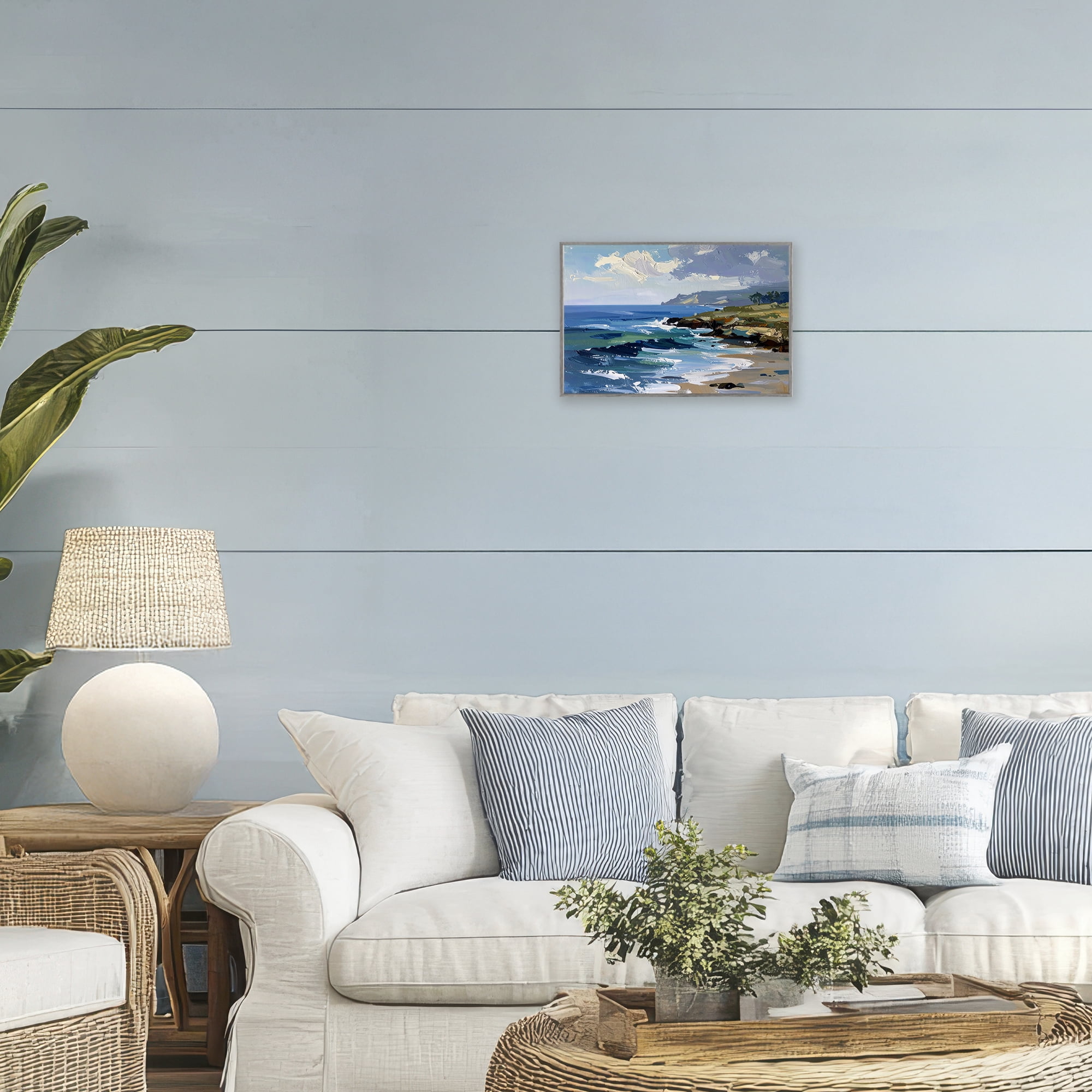 Stupell Industries Sky To Sea Impression Gray Framed Giclee Art, design by Alonza Saunders