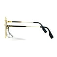 thumbnail image 3 of SA106 Color Mirror Flat Lens Wire Rim Large Cat Eye Sunglasses Gold Blue, 3 of 3