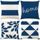 thumbnail image 1 of Juego de 4 fundas de cojín, funda de almohada, diseño geométrico, decoración de sofá, decoración para dormitorio, sofá, cama, jardín (45x45 cm, azul-blanco) TUNC Sencillez, 1 of 5