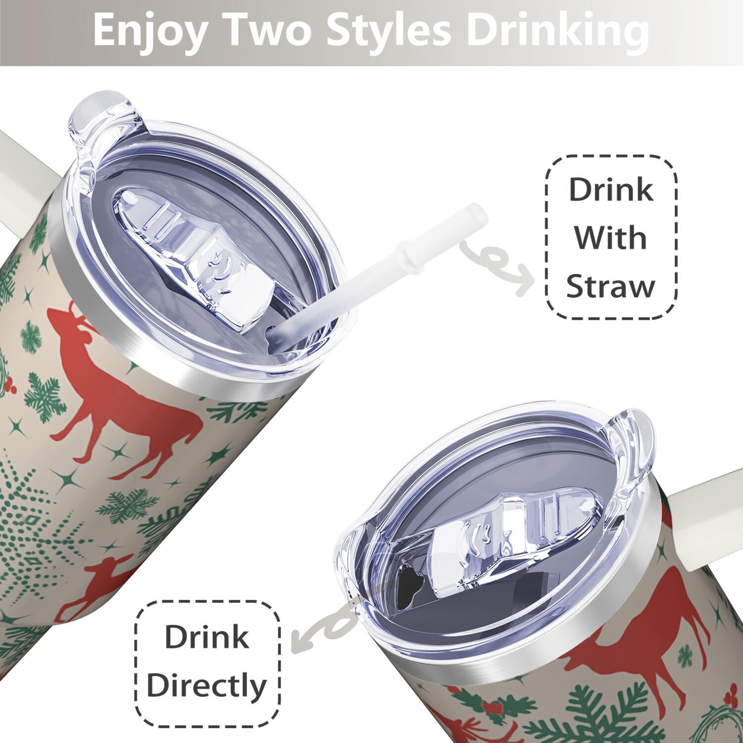 1pc 40 oz Christmas Tumbler with Lid and Straw Stainless steel Insulated tumblers Cute water bottle Travel/Gym coffee tumbler Gifts for Women/men