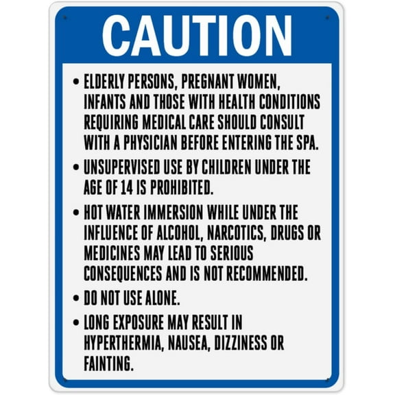 Warning Notice Danger Caution Sign,California Spa Sign Caution Spa Rules,Traffic Road Business Sign 12x16 in Aluminum Metal Tin Sign
