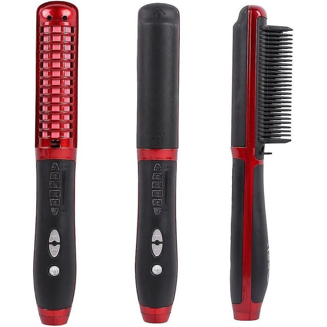 Cepillo alisador de pelo, alisador de pelo antiescaldaduras, alisador de pelo antiestático con tecnología iónica (rojo)