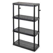 Gracious Living 4 Shelf Fixed Height Ventilated Medium Duty Storage Unit 14 x 32 x 54.5" Organizer System for Home, Garage, Basement, & Laundry, Black
