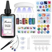 UV Resin Kit with Light,116Pcs Resin Jewelry Making Kit with 100g Fast Cure Clear Hard Low Odor UV Resin, Color Pigment, Resin Accessories, UV Resin Starter Kit for Jewelry Earrings Necklace Bracelet