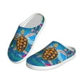 thumbnail image 2 of Daiia Little Sea Turtles Print Women’s Fuzzy Slippers Memory Foam Lightweight House Shoes Cozy Loafer Flannel House Shoes-40/41, 2 of 7