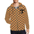 thumbnail image 3 of Orange Checkered All Over Print Full Zip Hoodie for Men (Model H14) (Size:S;), 3 of 4