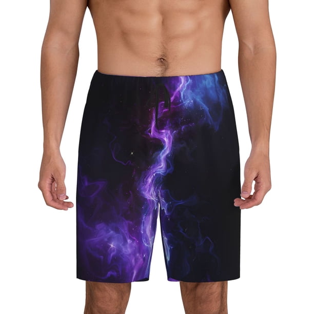 Fotbe Purple And Blue Nebula Pantalones Cortos de Pijama para Hombre, Ropa de Dormir, Pantalones de Pijama Cortos para Hombre-3X-Large