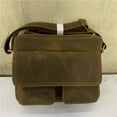 thumbnail image 2 of Men's Casual Leather Shoulder Messenger Bag,Crazy Horse Leather Light Brow, 2 of 2