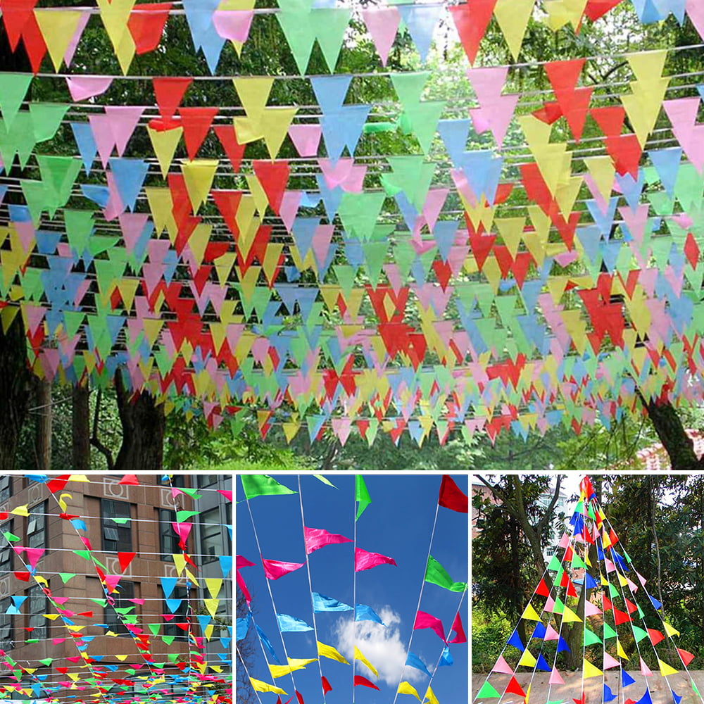 80M Multicolor Pennant Banner Grand Opening String Flags Party Decorations