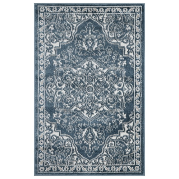 Concord Global Trading Concord Global Jefferson Collection Vintage Area Rug Blue/Ivory 2'7"x4'1" 3' x 5' Kitchen