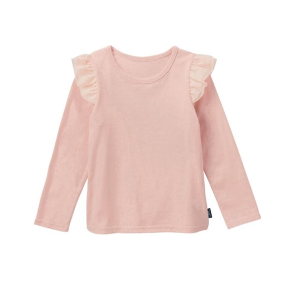 CLOISE Boys White T Shirt Long Sleeve Girls Toddler Crew Neck Tops Solid Ruffle Trim Cotton Outfits Fall Winter Clothes Pink 1-12T