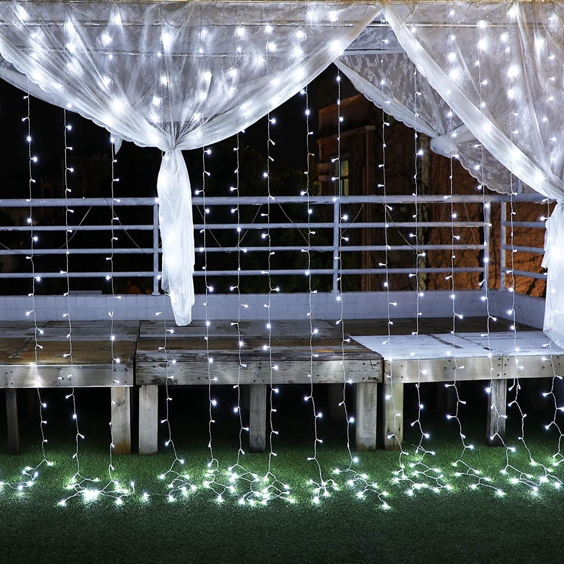 300 LED Window Curtain String Light Wedding Party Garden ,White Light
