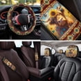 thumbnail image 4 of Binienty Sunflower Highland Cow Print Vehicle Seat Covers with Auto Steering Wheel Cover Washable Armrest Cushion Pad Removable Seat Headrest Cover Aztec Car Interior Decor Set, 4 of 7