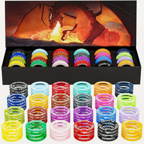 Acrylic Status Effect Rings for Dungeons and Dragons Role-Playing Games