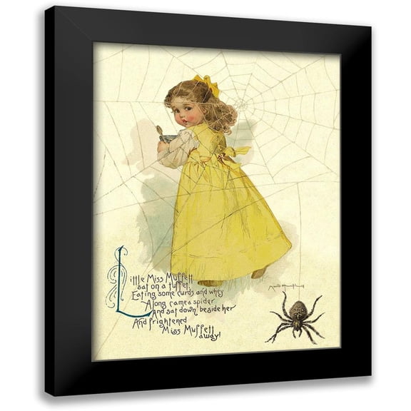 Humphrey, Maud 12x14 Black Modern Framed Museum Art Print Titled - Nursery Rhymes: Little Miss Muffett