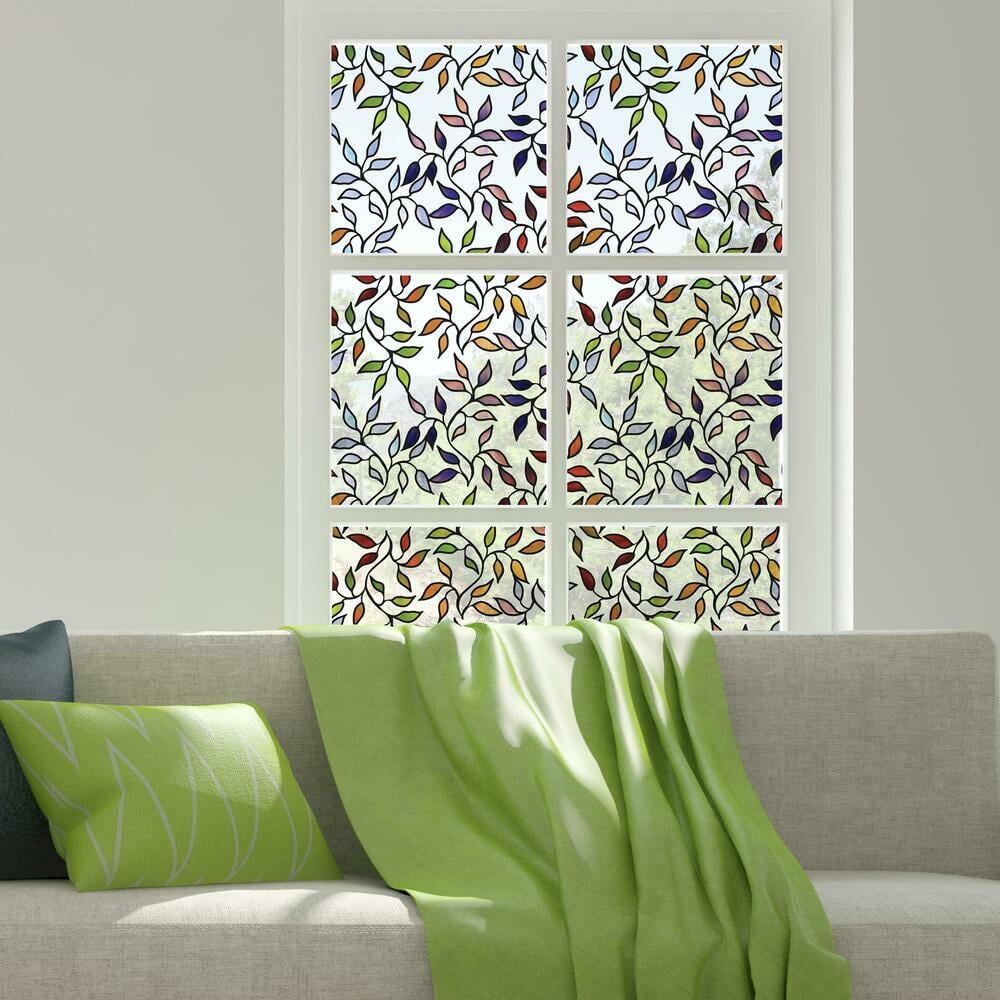 (2 pack) RoomMates 74" x 24" Functional Autumn Leaves Privacy, Decorative Window Film